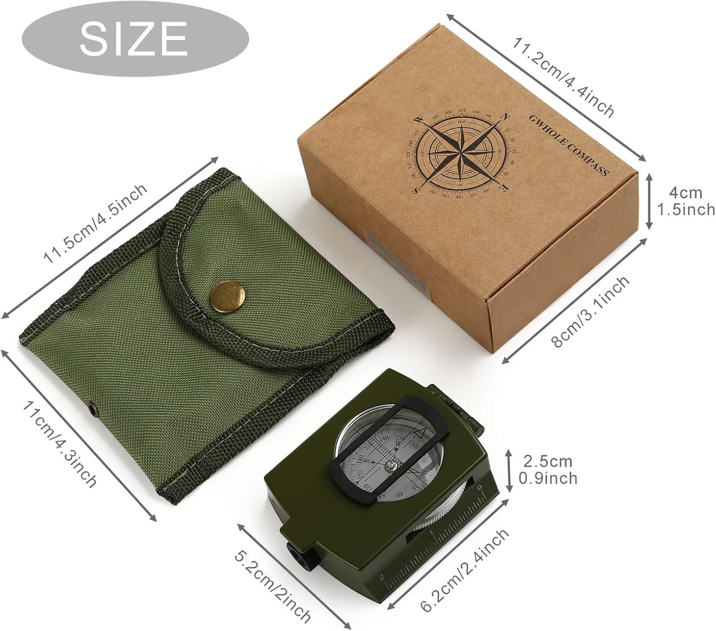 GWHOLE Military Lensatic Sighting Compass Waterproof for Outdoor Activities
