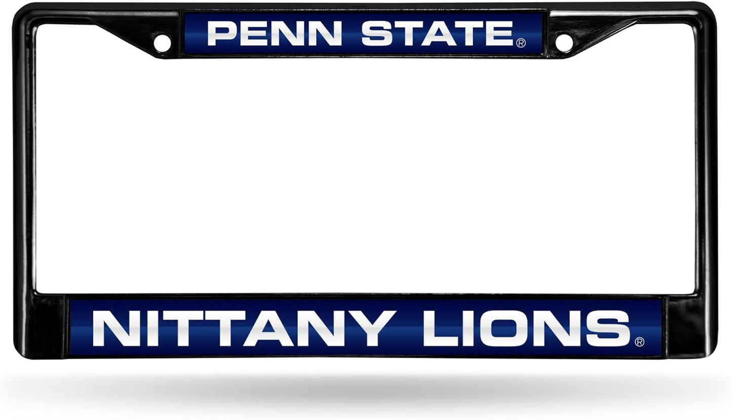 NCAA Black Laser Cut Chrome License Plate Frame for Car/Truck/SUV - 12x6" Auto Accessory