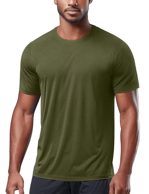 Zengjo Workout T Shirts for Men Quick Dry(Army Green,XL)