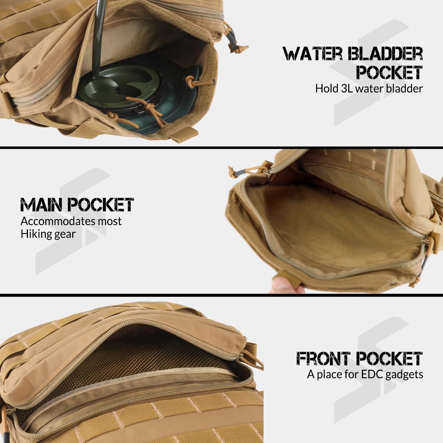 VOTAGOO GEAR Tactical Molle Hydration Pack 3L Hydration Carrier Pack Water Reservoir Bag for Molle Vest Backpack