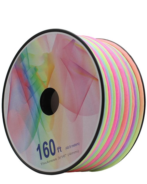 Rainbow Paracord 80ft 160ft 320ft - Durable and Vibrant 550 Paracord Rope for Various Applications