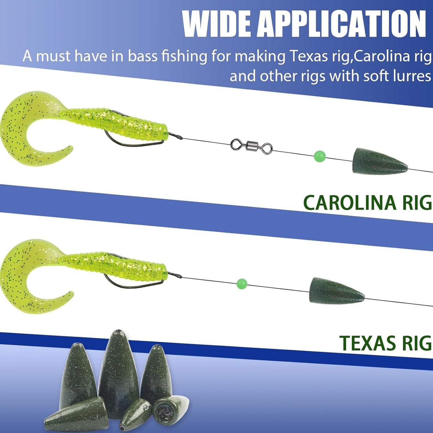 Fishing Weights Sinkers, Bullet Fishing Weights Worm Sinkers Painted Slip Sinkers for Bass Fishing Texas Rigs Carolina Rigs Saltwater Freshwater Fishing Tackle