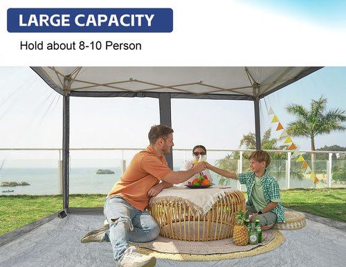 Canopy Universal Mosquito Netting Tent, Converts 10'x10' Canopy Gazebo into Camping Inner Tent, Screen House Camping Cube with Full PE Floors for Patio, Outdoor, Garden and Backyard.(Black)