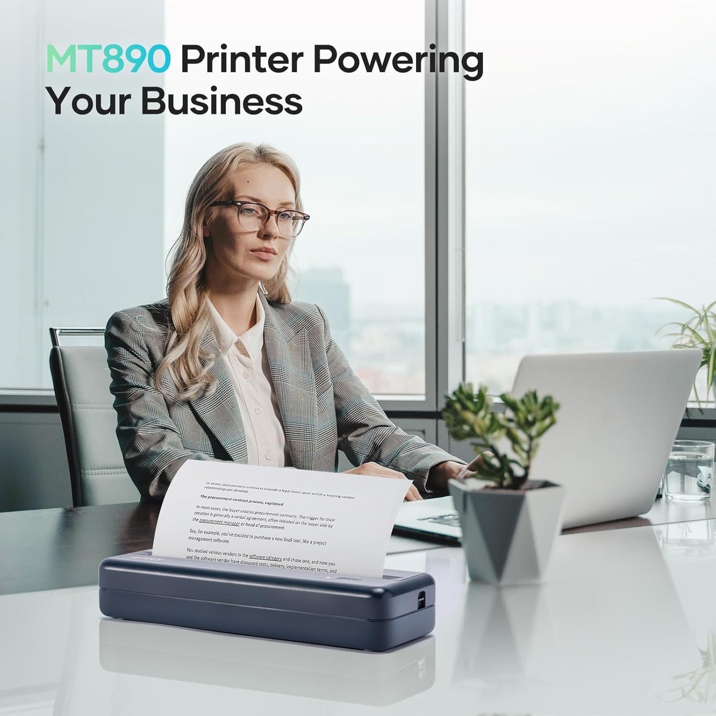 iDPRT MT890 Portable Wireless Printer - with Thermal A4 Paper, Bluetooth Inkless Printer for Travel/Home, Support US Letter&A4&A5 Size, Mobile Printers Compatible with iOS, Android & Laptop - Blue