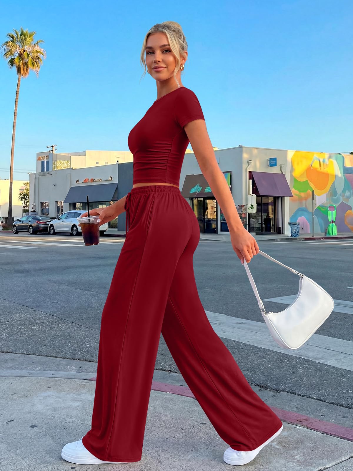 Trendy Queen Womens 2 Two Piece Set 2026 Summer Workout Vacation Gym Clothes Spring Fashion Lounge Matching Airport Travel Outfit Resort Wear Fitness Athleisure Clothing