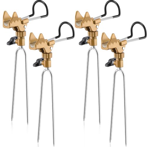 Libima 4 Pieces Fishing Rod Holders for Bank Fishing Upgraded Stainless Steel Fishing Pole Holders 360 Degree Adjustable Fishing Rod Stand for Men Father Beach Fishing Equipment Birthday Gift (Gold)