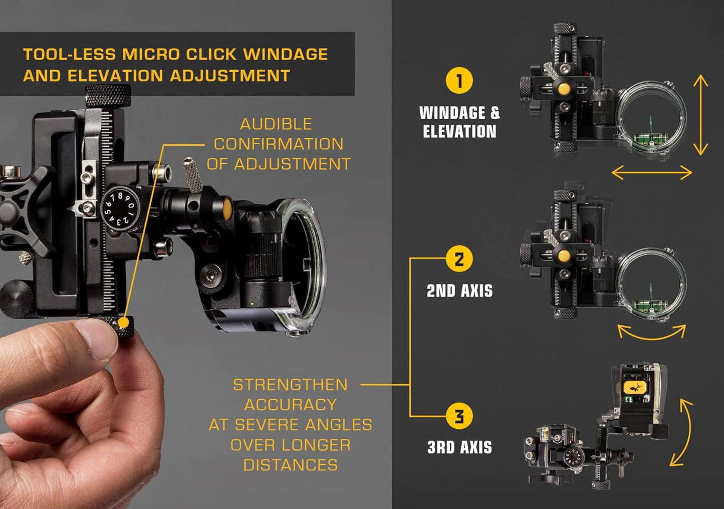 Trophy Ridge React One Pro Bow Sight - 100 Yards Accuracy, Tool-less Adjustments & 2nd/3rd Axis Leveling