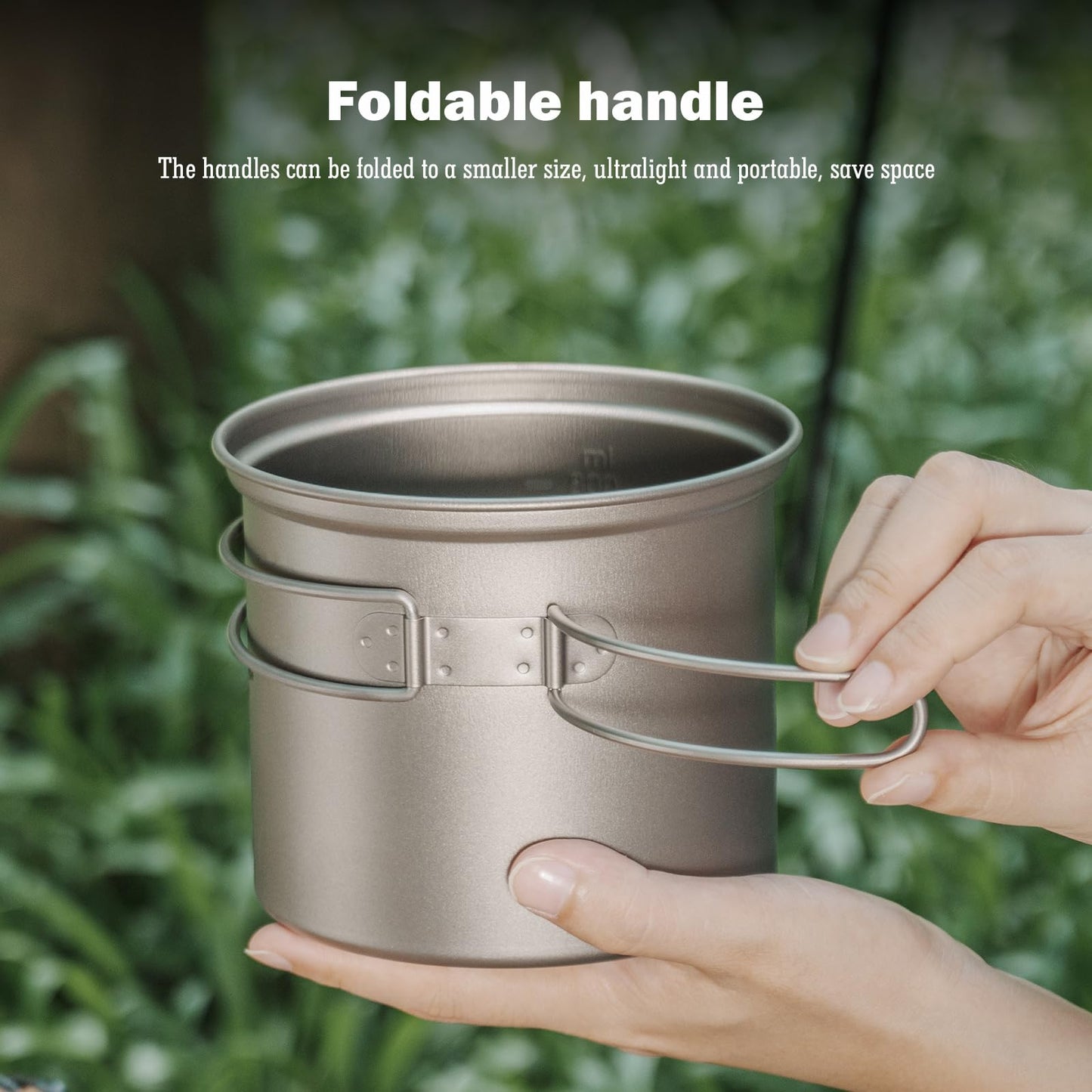 iBasingo Ultralight Backpacking Cookset Titanium Pot Pan Set 1000ml & 500ml Camping Cookware with Folding Handle Compact Portable Durable Cooking Mess Kit for Outdoor Travel Picnic Hiking Ti2038C