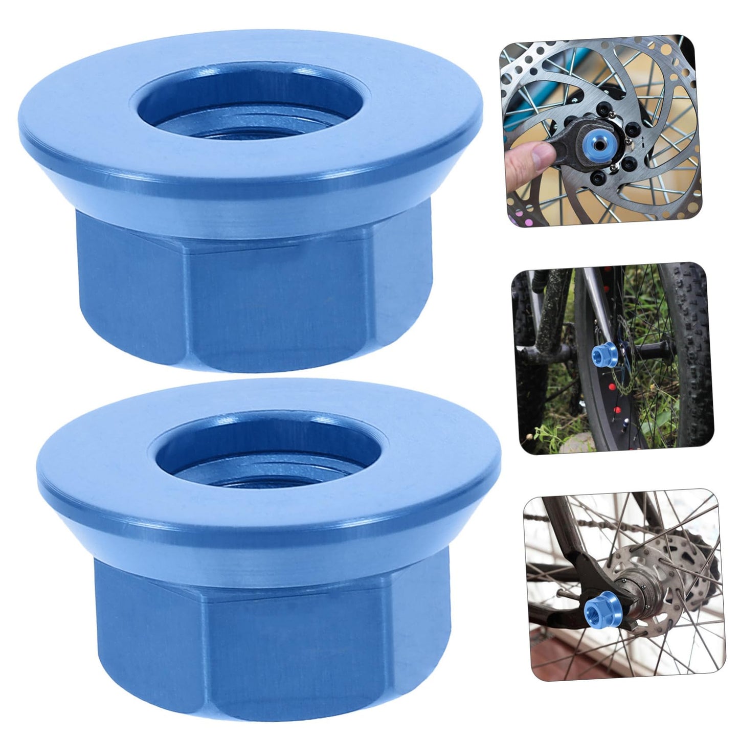 Blue Bike Wheel Nuts - 2pcs M10 Hub Axle Nut Set