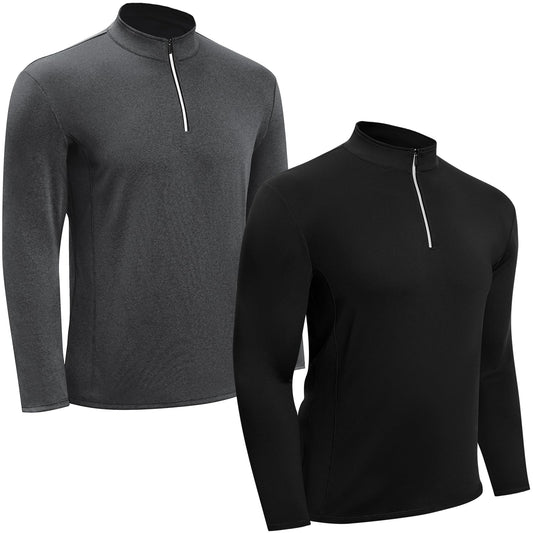 KAKU NANU Men’s Quarter Zip Pullover Athletic Long Sleeve Sweatshirt UPF 50+ Sun Shirt Quick Dry for Gym Running Golf Workout (XL, Dark Grey/Black)