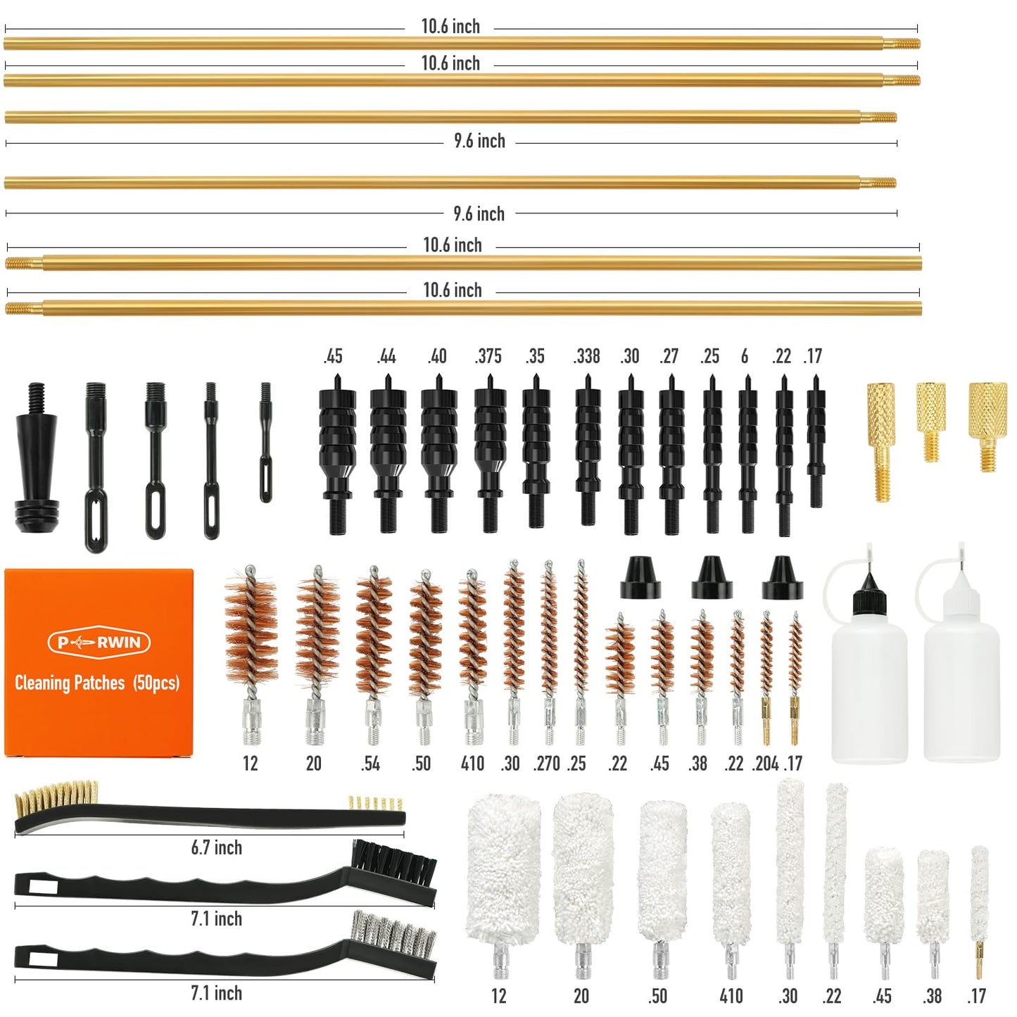 PERWIN Universal Gun Cleaning Kit for All Caliber Pistol Rifle Handgun Shotgun Hunting Cleaning Kit with Brass Rods and Tough Carrying Case, Gun Accessories Gifts for Men