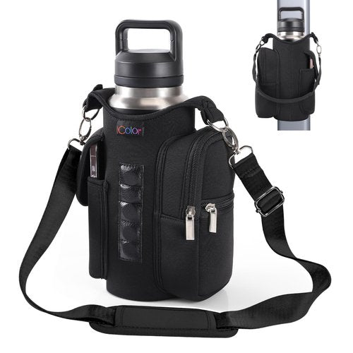 icolor Magnetic Gym Bag Water Bottle Holder with Phone Pockets & Shoulder Strap,5 Built-in Magnets Gym Bottle Pouch Carrier Sleeve,Magnetic Bag Gym Accessories Organizer for Men Women