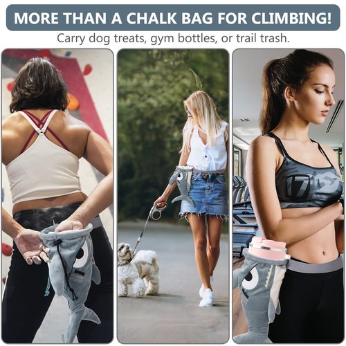 Chalk Bag for Rock Climbing Rock Bouldering Chalk Bag Climbers Cross-Fit Gyming Sports Gift for Adults Kids Teenagers, Carry Dog Treats, Gym Bottles, Trail Trash