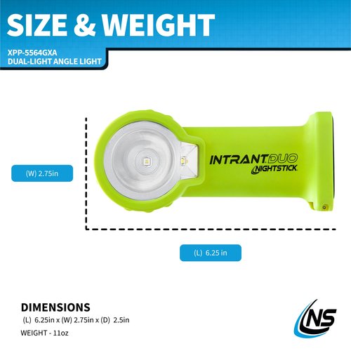 Nightstick XPP-5564GXA Intrant Duo Intrinsically Safe High Lumen Dual-Light Angle Light - 4 AA - Green