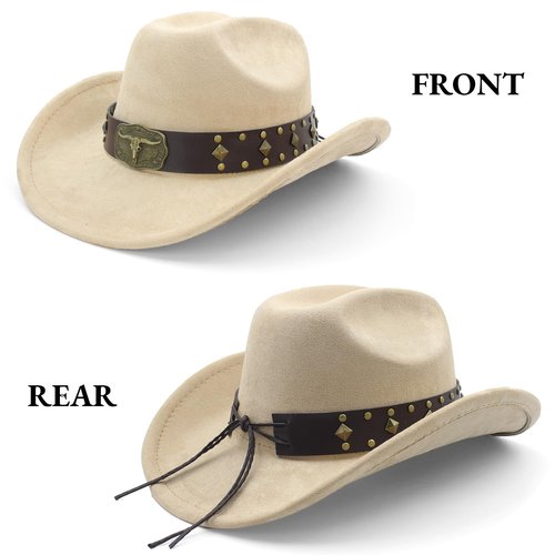 LIDHAY Cowboy Hat for Women Men with Shapeable Wide Brim Western Suede Hat for Cowboys and Cowgirls XG-JPNT Camel