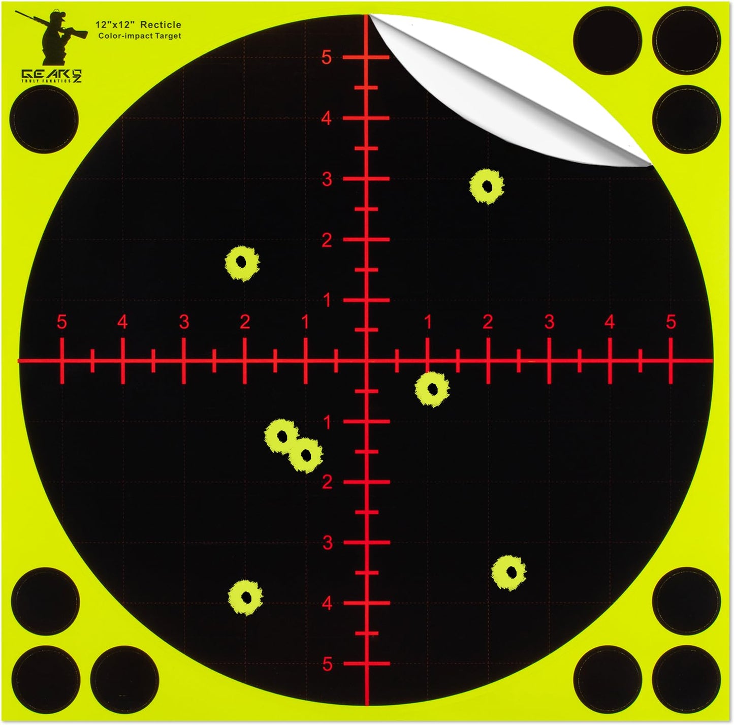 GearOZ Sight in Splatter Target 12'' Self Adhesive Recticle Shooting Targets for Shooting Range & Zeoring Scope, Instant Yellow Impact for BB Gun, Pellet Gun, Airsoft, Rifle Shooting Practice, 10PCS