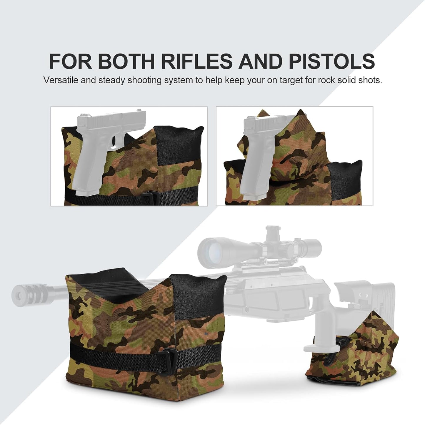 Twod Outdoor Shooting Rest Bags - Target Sports Bench Rest with Front & Rear Support SandBag Stand Holders for Gun Rifle Shooting Hunting Photography - Unfilled