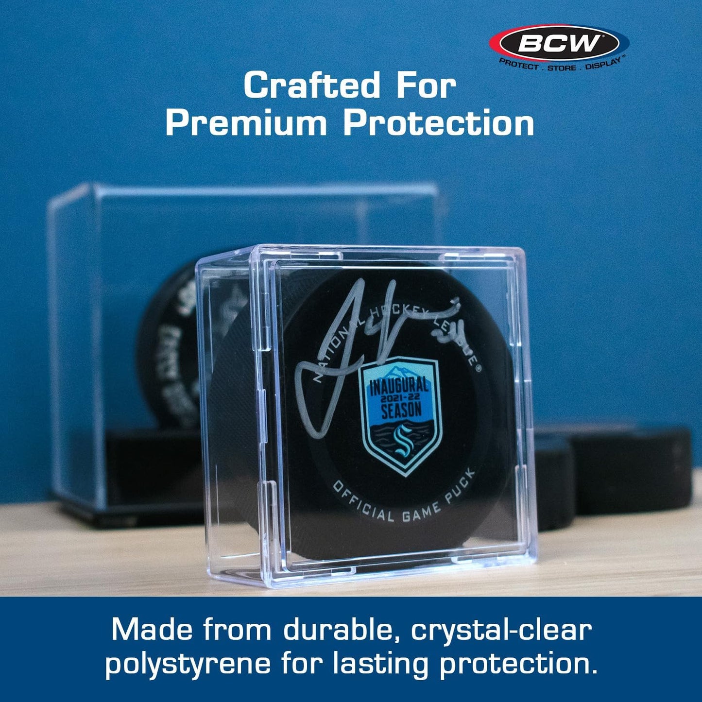 Stackable 6-Pack Crystal Clear Hockey Puck Display Case Holder