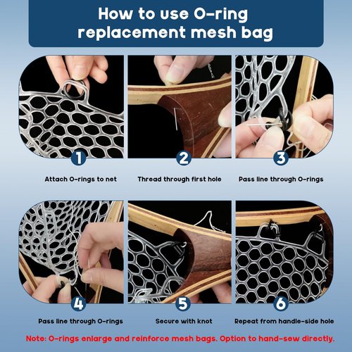 Riverruns Rubber Net Replacement Fishing Net Bag Fly Fishing Foldable Fish Landing for Freshwater Saltwater Without Handle 6 Sizes (Transparent, Circumference: 39" Diameter: 14" Net Depth: 10")