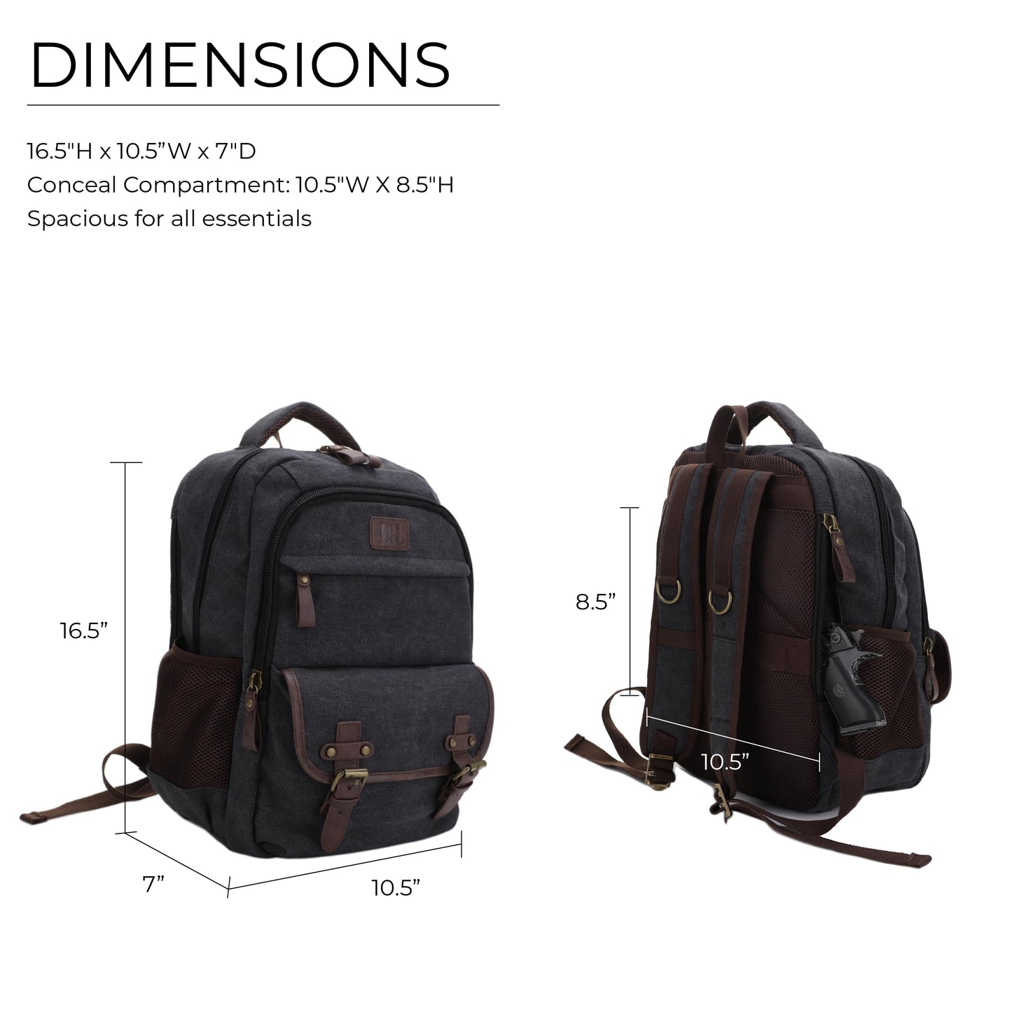 JESSIE & JAMES Alpine CCW Lock and Key For Men Women Outdoors Backpack - Black