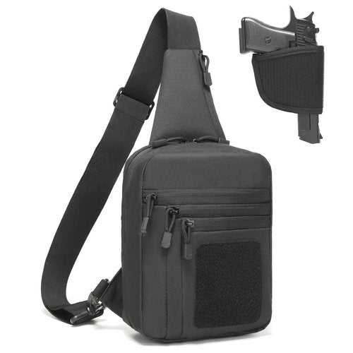 ONE WVW PIN Concealed Carry Tactical Sling Bag for Men Small Chest Daypack Gun Backpack EDC Shoulder Bag Crossbody CCW Range Bags of Pistol -Right&Left Hand Travel Sports Hiking