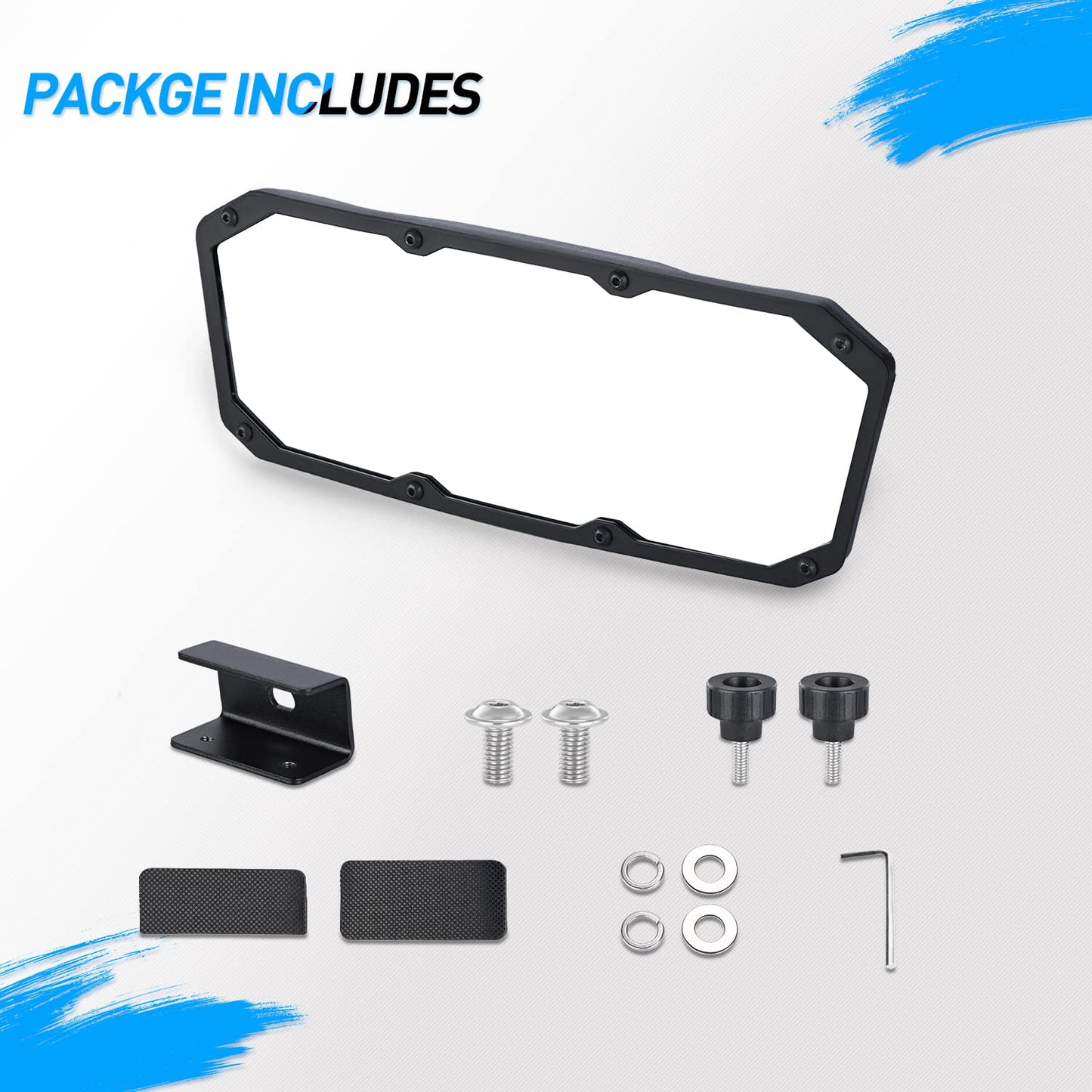 Frokom Marine Rearview Mirrors, 4.1"x11" Wide and Clear Rear View Boat Mirror for Ski Boats Pontoon Boats Water Skiing Sport Wakeboarding Surfing