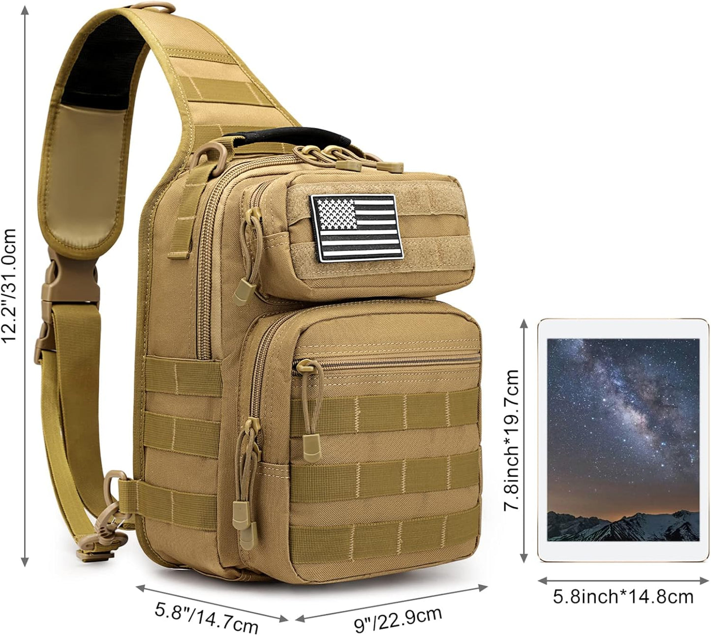 G4Free Tactical Sling Bag Backpack Military Rover Shoulder Sling Pack Molle EDC Small Crossbody Chest Pack