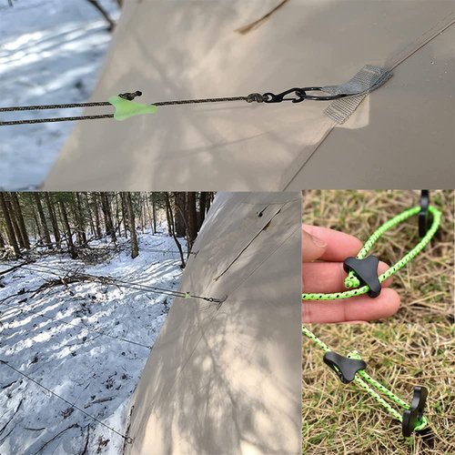 UtySty 20 Pack Ultralight Guyline Tensioners Tent Rope Tensioner Guy Line Tightener Adjuster Fluorescent Buckles Fastener for Utility Rope Shelter Canopy Tarp Paracord Ropes Tie Down Rope
