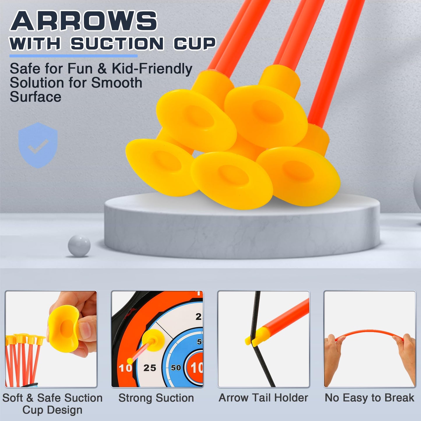 Archery Toy Set for Kids, LED Light Up Bow and Arrow Set with 10 Suction Cup Arrows, Standing Target & Quiver, Indoor Outdoor Games Stuff for Boys Girls Children Aged 3-12 Year Old