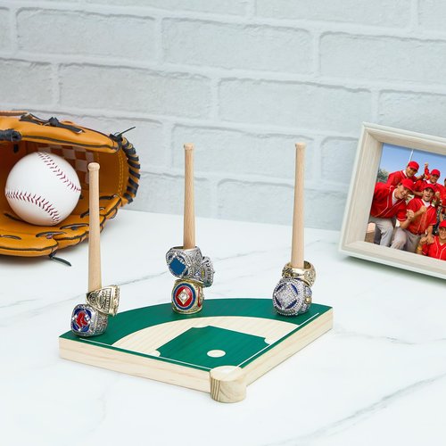 Spiareal Baseball Ring Holder, Softball Ring Display Case, Championship Baseball Ring Stand, Stadium Design Homeplate Stacked, Sports Baseball Ring Holder Gifts for Lovers Grandpa Dad