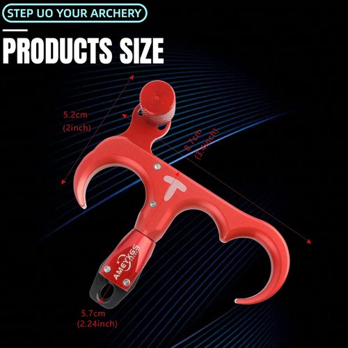 ZSHJGJR 3 Fingers Bow Release Aid - Aluminium Archery Release Trigger, Compound Bow Release Trigger, Thumb Release for Compound Bow Accessory (Black)