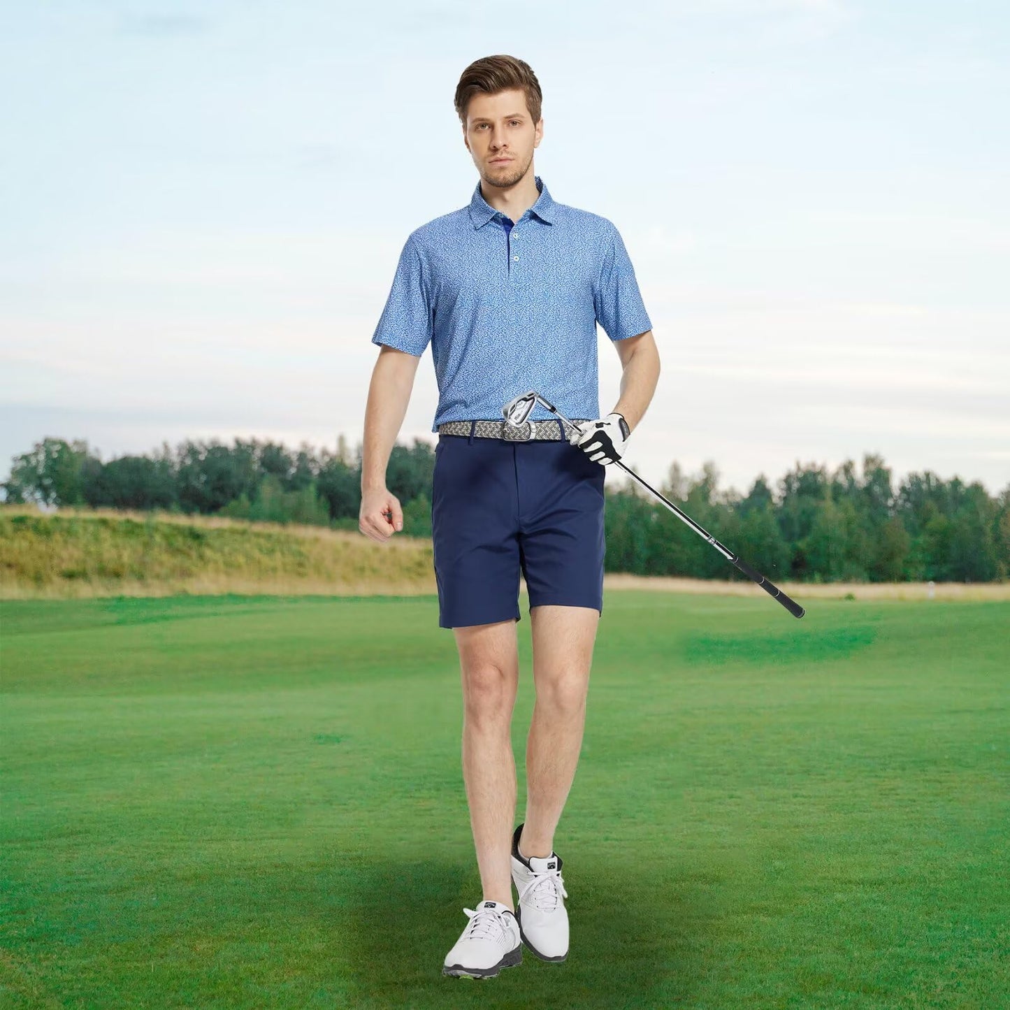 M MAELREG Golf Shirts for Men Dry Fit Print Patterns Performance Moisture Wicking Mens Polo Shirts Short Sleeve