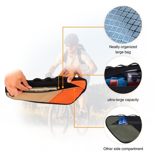 MAKELEN 2 Pack Bicycle Frame Pouch Bag Bike Storage Bag Bike Bicycle Triangle Bag for MTB Road Bike Cycling Bike Accessories Orange