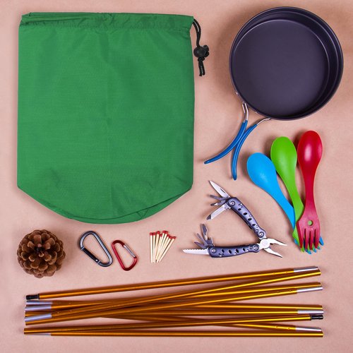 PATIKIL Stuff Sack, 9 x 16 Inch Waterproof Outdoor Storage Sack Portable Drawstring Dust Flap Bag for Camping, Orange