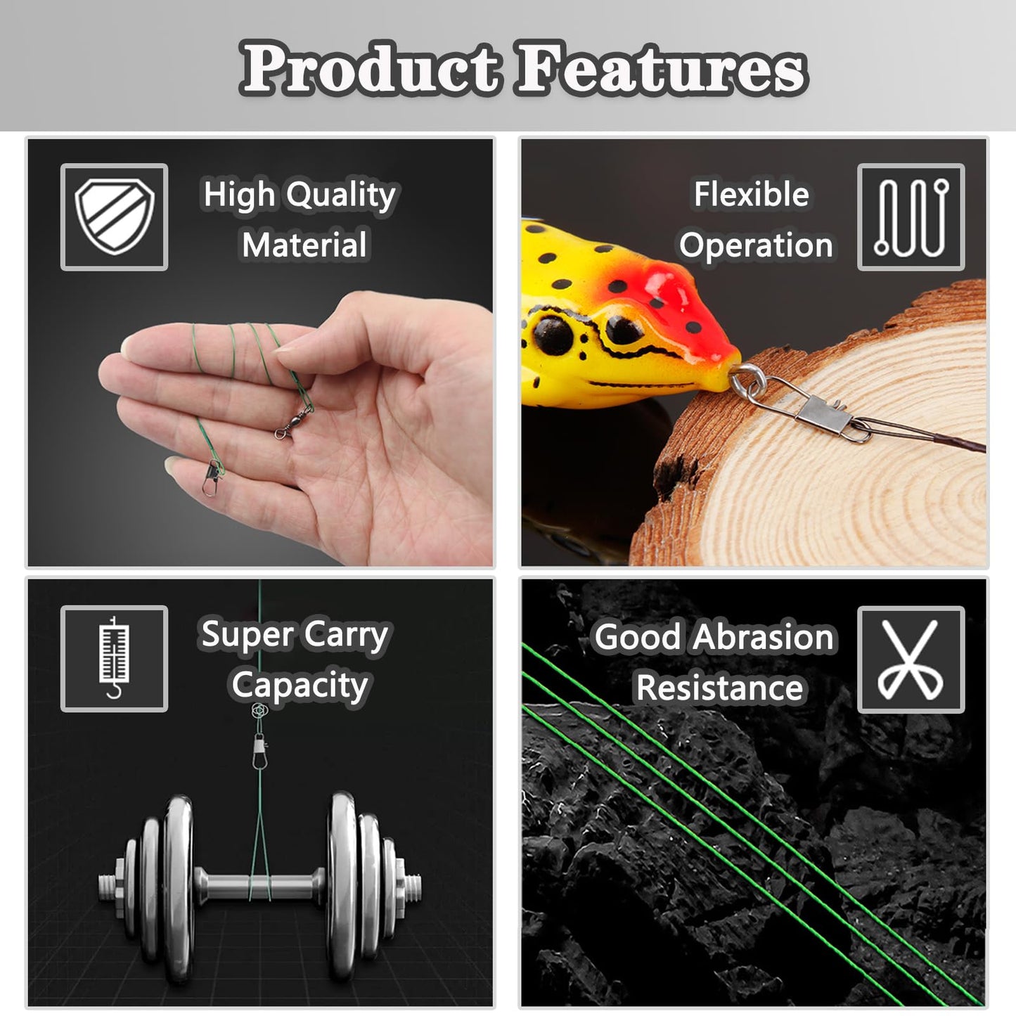 Fishing Leaders, 30pcs Stainless Steel Leader Wire Fishing Leader Line with Swivel Snaps Fishing Wire Leaders Connecting Fishing Tackle Lure or Hook for Saltwater and Freshwater - 11.81inch