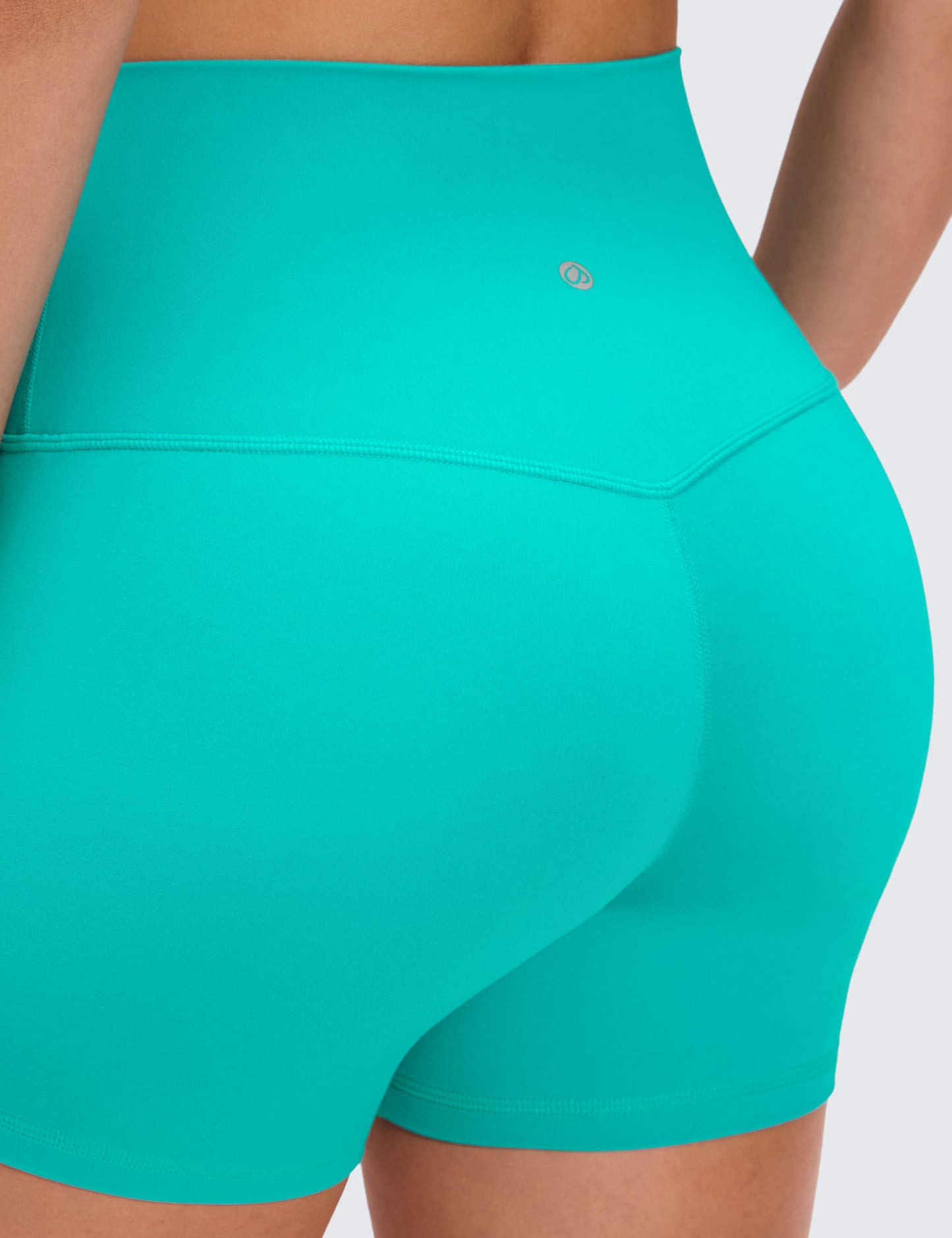 CRZ YOGA Butterluxe Biker Shorts 4'' - High Waisted Booty Workout Volleyball Yoga Womens Spandex Tropics Teal Medium
