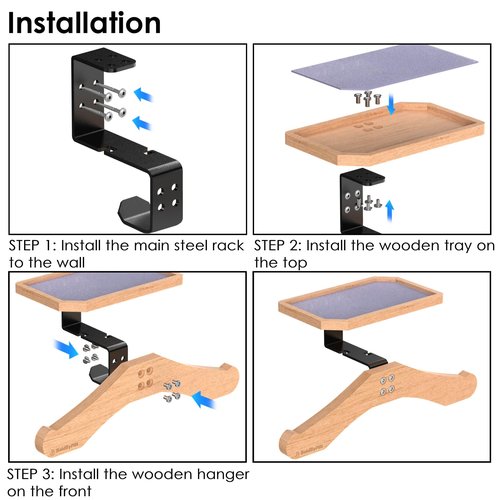 Tactical Vest Hanger- Solid Wood Tactical Gear Rack with Top Wooden Holder Tray for Walkie-Talkie,Earmuffs - Multifunction Tactical Gear Wall Mount for Motorcycle Football Skating Gear