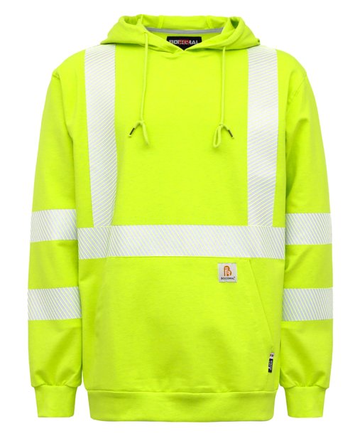 BOCOMAL FR Hoodies Pullover High Visibility 7.5oz Lightweight Non Fleece Hi vis Flame Resistant Reflective Hooded Sweatshirts