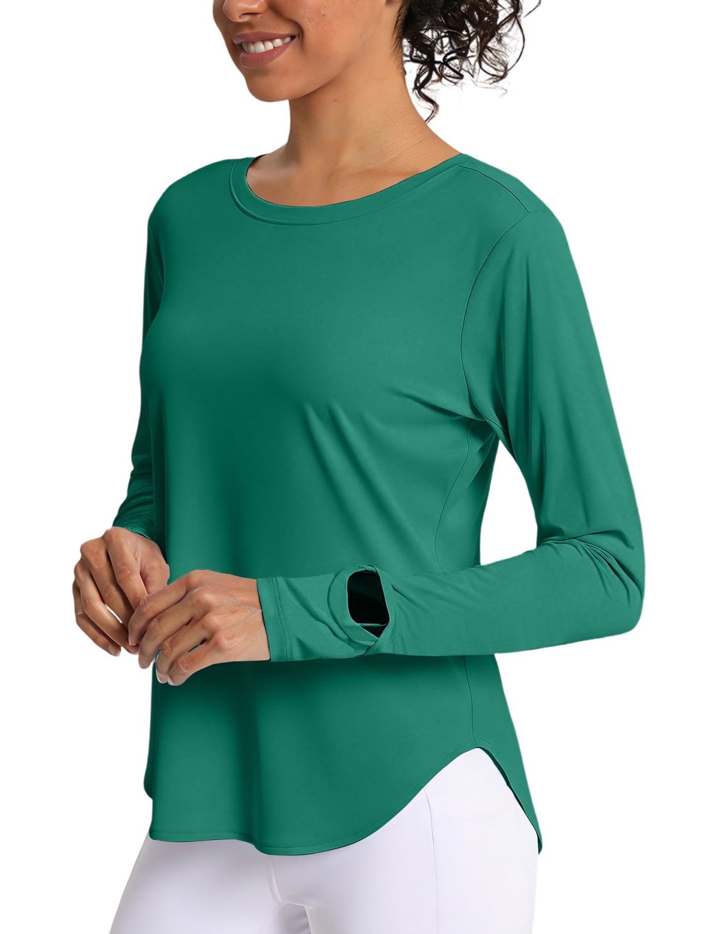 CHALLMOTI Women's Sun Shirts UPF 50+ Long Sleeve UV Protection Shirt Rash Guard Lightweight Quick Dry SPF Workout Hiking Tops Green M