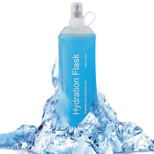 ZESION Soft Flask, TPU Collapsible Runner Water Bottle, for Hydration Flask/Running Vests-Running, Hiking, Cycling Folding Bottle (500 ml) - Blue