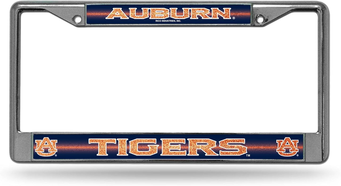 Rico Industries NCAA 12" x 6" Silver Bling Chrome Car/Truck/SUV Auto Accessory