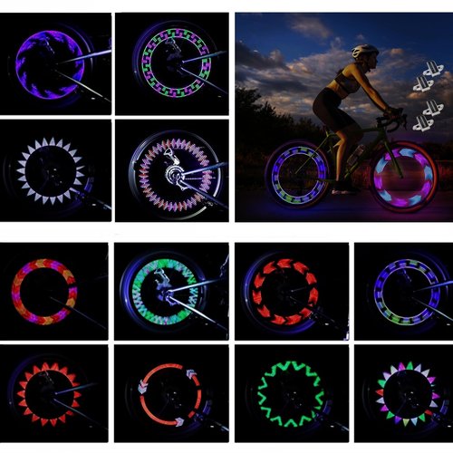 DAWAY A12+ LED Bike Wheel Lights for Night Riding, Waterproof Safety Bicycle Spoke Lights with Batteries Included, Bright Bike Accessories Gifts for Kids Adults, 30 Fun Patterns Change, 2-Tire Pack