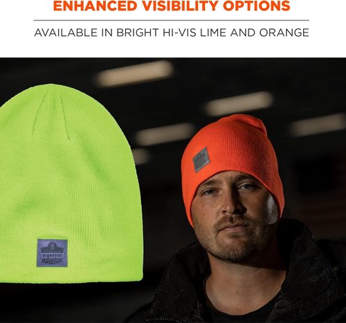 Ergodyne Standard Rib Knit Winter Hat, Black, One Size