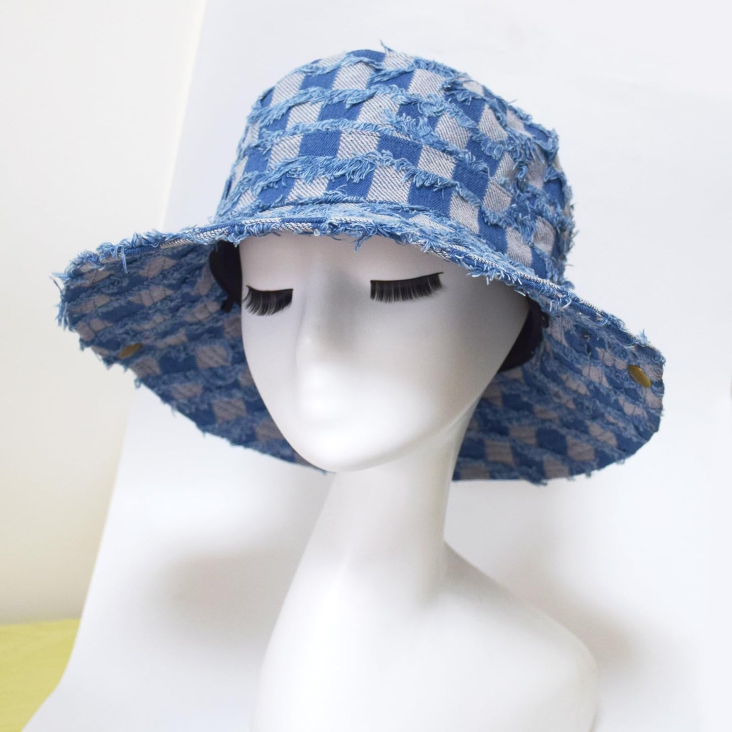 AICHUAN Wide Brim Bucket Sun Hat Packable Cotton Denim Cowboy Sun Hat for Women Men Summer Outdoor Fisherman Cap Light Blue
