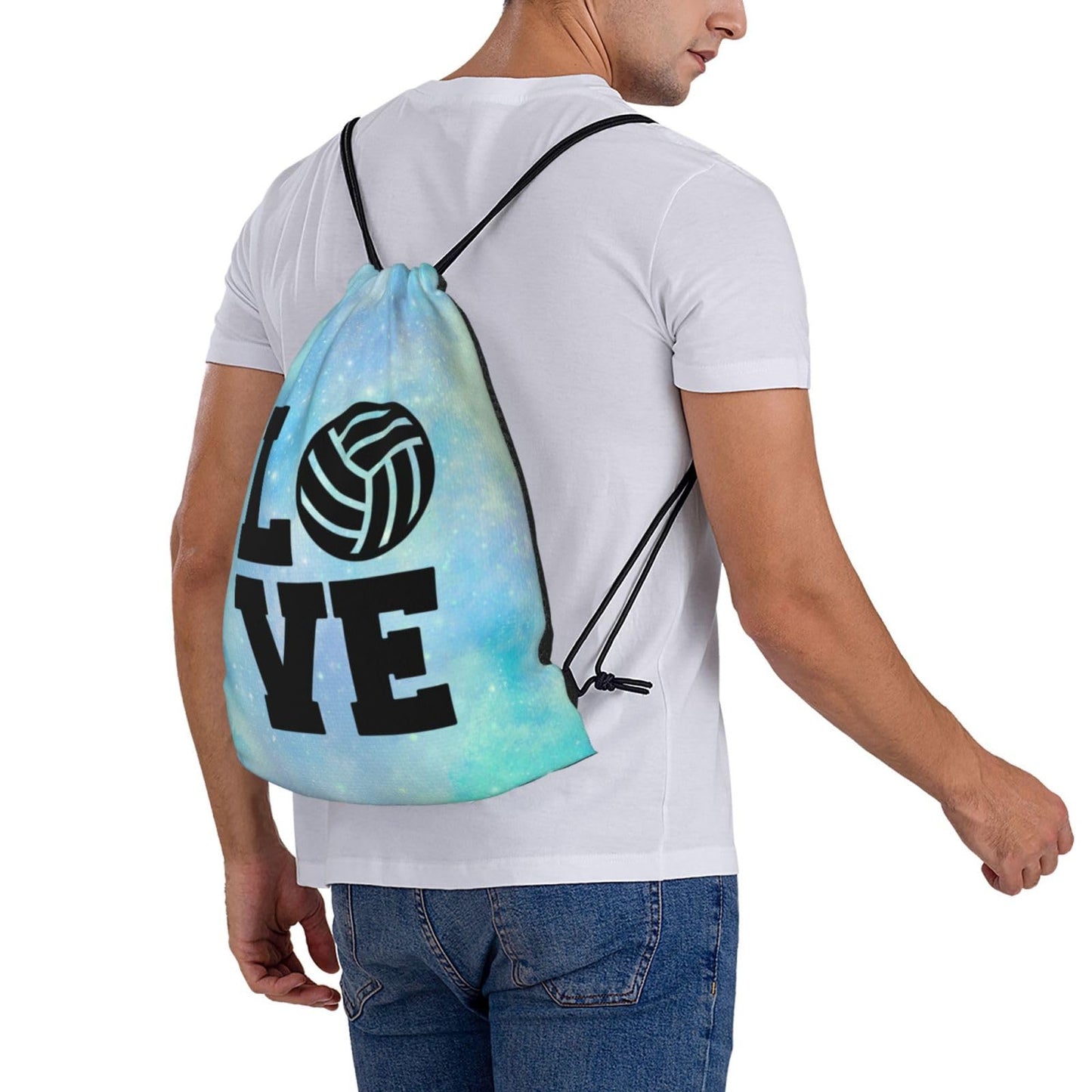 AIMASTZ Love Volleyball Unisex Drawstring Backpack Bag Sport Gym Swim Travel Sackpack