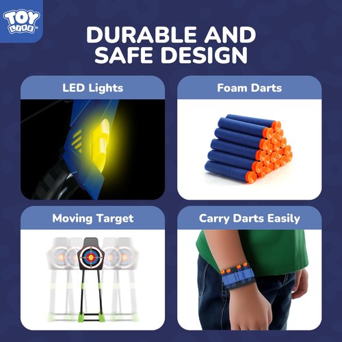 TOY Life 2 Pack Bow and Arrow for Kids 4 6 8 12 14 Years Old, Outside Outdoor Toys Games for Kids, Bow and Arrow Set with LED Lights, Archery Set with Movable Target and 40 Foam Darts