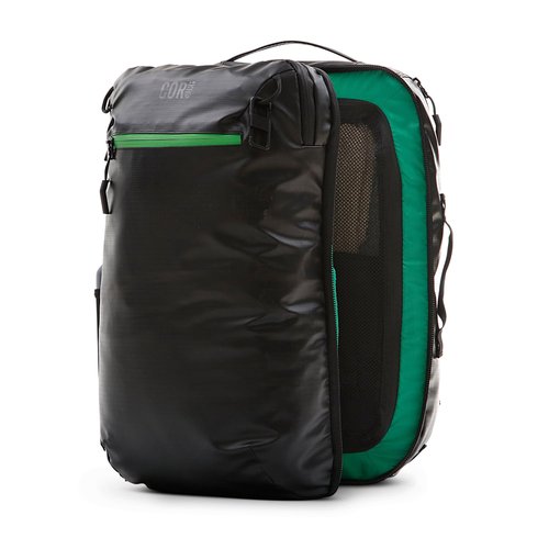 COR Surf Carry On Travel Backpack | Island Hopper 2.0 Ultralight Airline Approved Personal Item Backpack | 28L Black | Waterproof Edition - FREE S-Clip Included