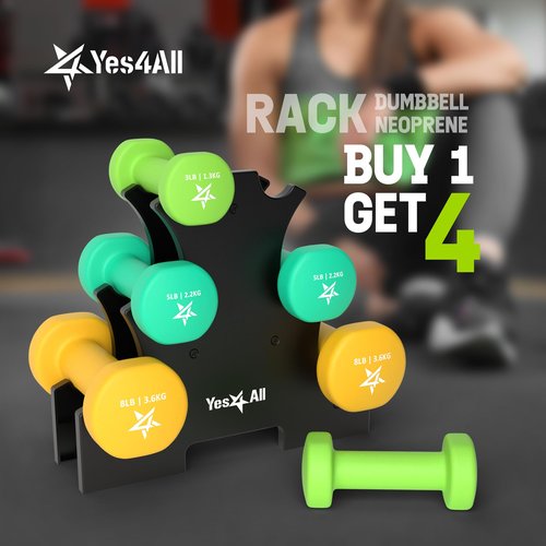 Dumbbell Neoprene 3-5-8lb pair + Metal Rack