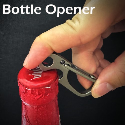SHEICAP Titanium Carabiner Keychain Clip with Bottle Opener, EDC Key Chain Quick Release Hooks with Stainless Steel Key Ring