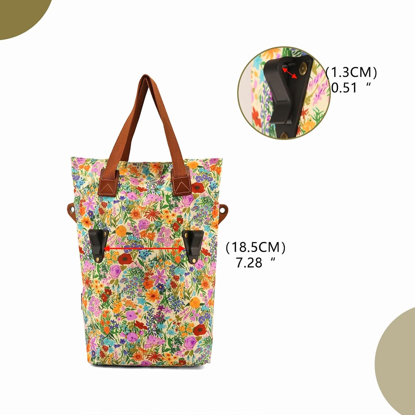 TOURBON Canvas Clip-On Quick-Release Bike Panniers Women's Shoulder Tote Bag